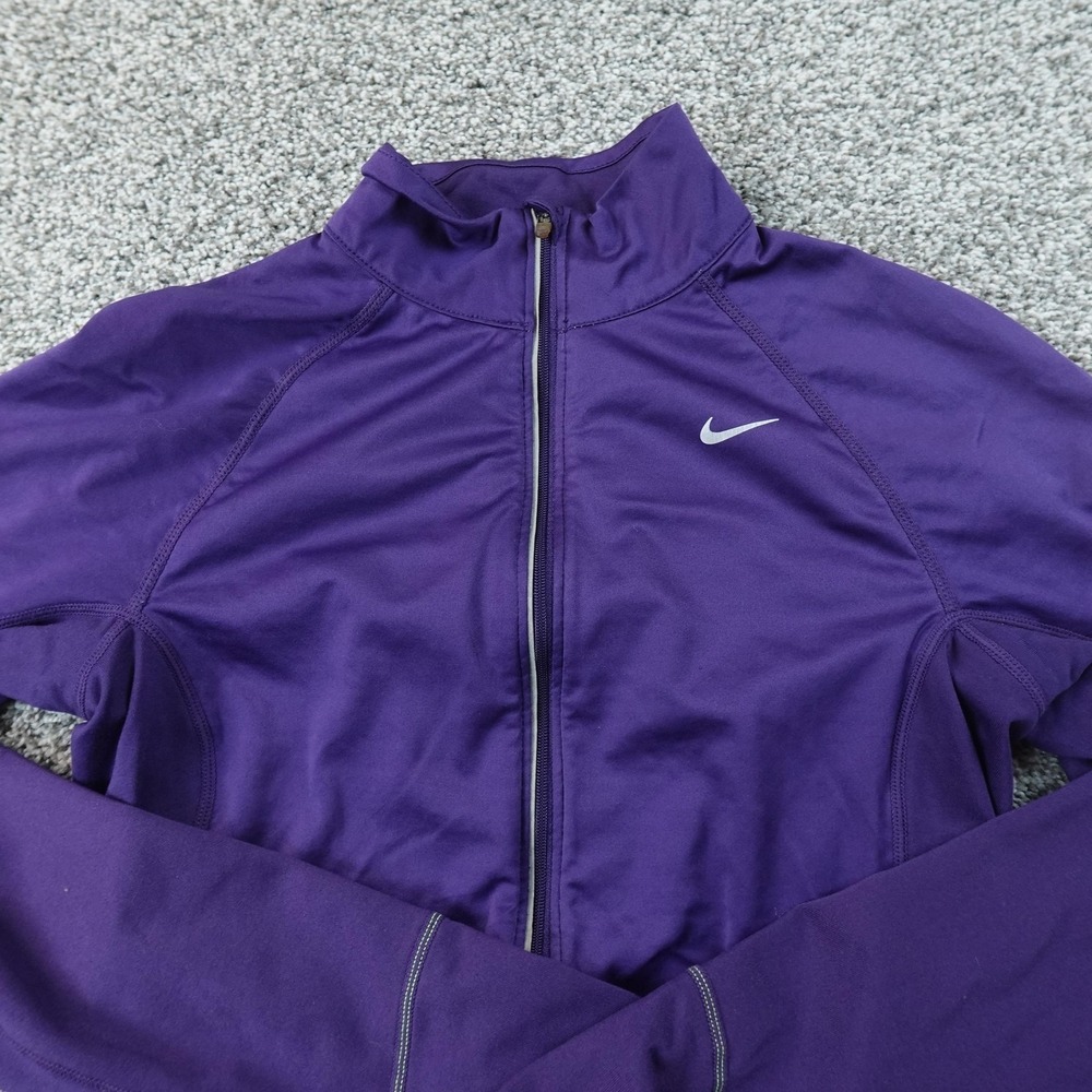 Nike Jacket Womens S Purple Blue Full Zip Running Reflective Waffle Grid Fleece